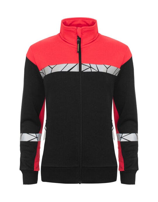Pro-Job ProJob Progression 7105 Ladies FZ Sweat - Black/Red