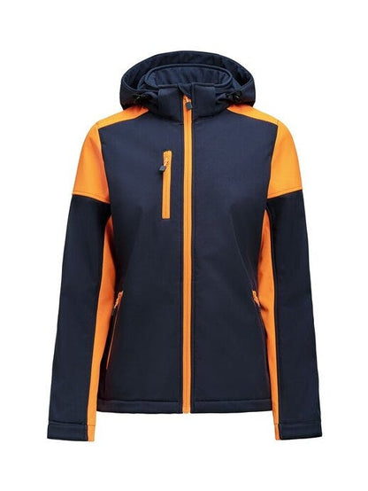 Printer Prime Ladies Softshell - Navy/Neon Orange