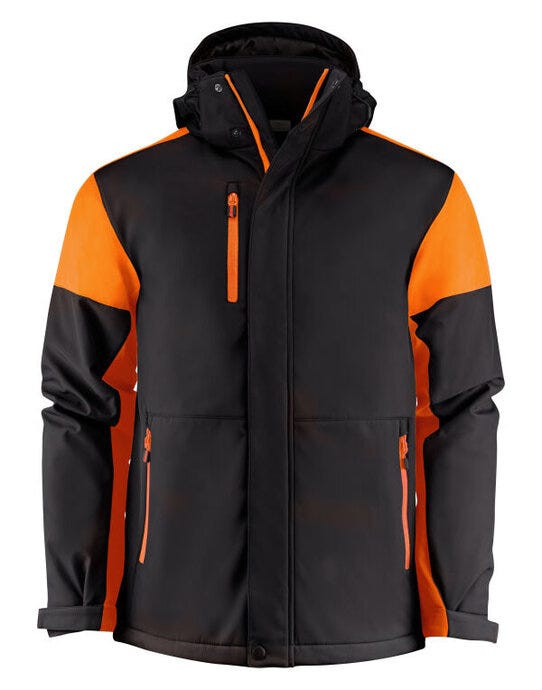 Printer Prime Mens Padded Softshell - Black/Orange