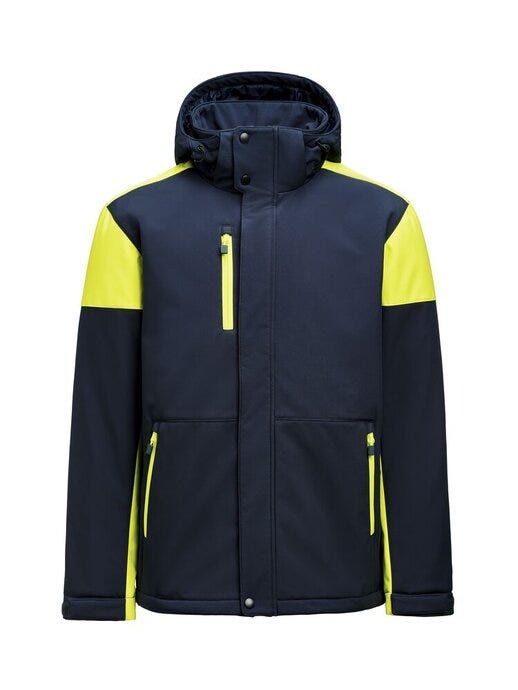 Printer Prime Mens Padded Softshell - Navy/Neon Yellow