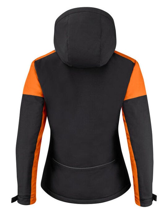 Printer Prime Ladies Padded Softshell - Black/Orange