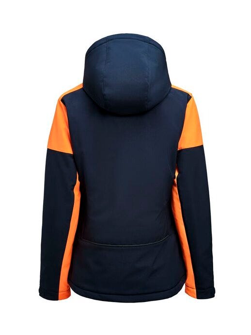 Printer Prime Ladies Padded Softshell - Navy/Neon Orange