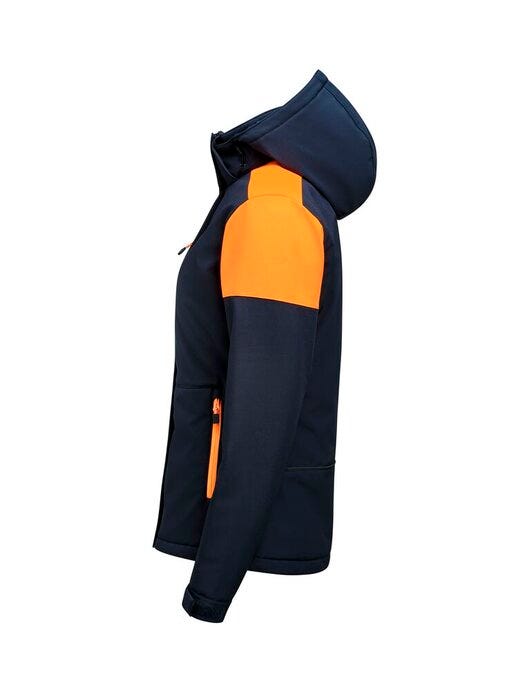 Printer Prime Ladies Padded Softshell - Navy/Neon Orange