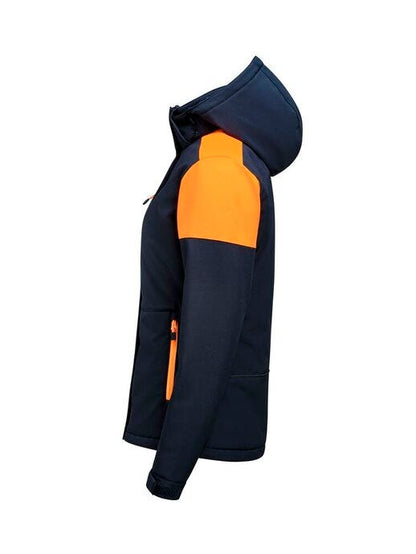 Printer Prime Ladies Padded Softshell - Navy/Neon Orange