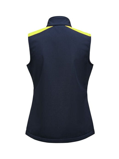 Printer Prime Ladies Softshell Vest - Navy/Neon Yellow