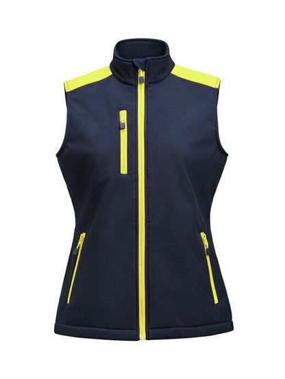 Printer Prime Ladies Softshell Vest - Navy/Neon Yellow