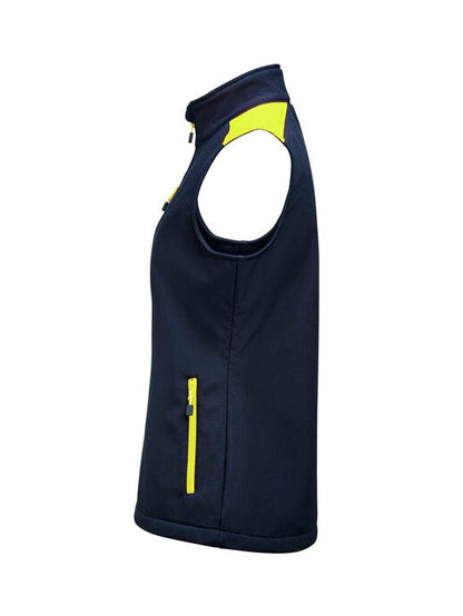 Printer Prime Ladies Softshell Vest - Navy/Neon Yellow