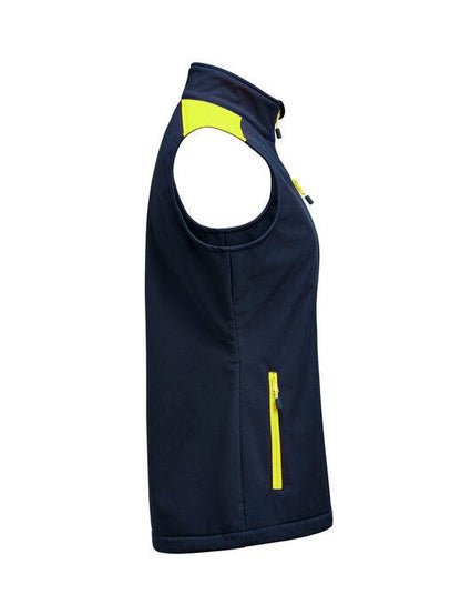 Printer Prime Ladies Softshell Vest - Navy/Neon Yellow