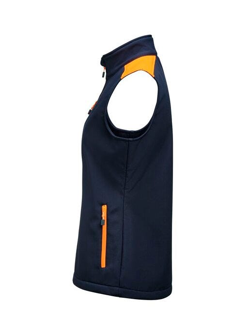 Printer Prime Ladies Softshell Vest - Navy/Neon Orange