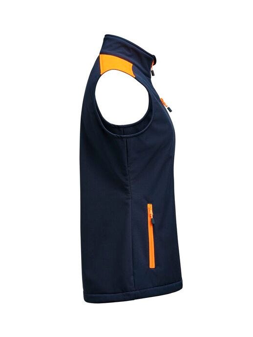 Printer Prime Ladies Softshell Vest - Navy/Neon Orange