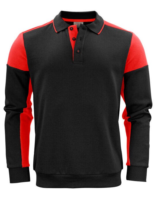 Printer Prime Long Sleeve Polosweater - Black/Red