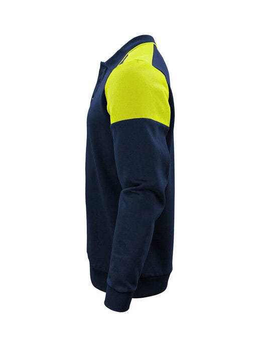 Printer Prime Long Sleeve Polosweater - Navy/Neon Yellow