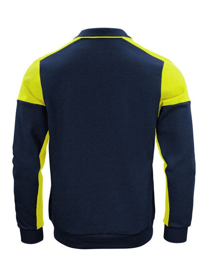 Printer Prime Long Sleeve Polosweater - Navy/Neon Yellow