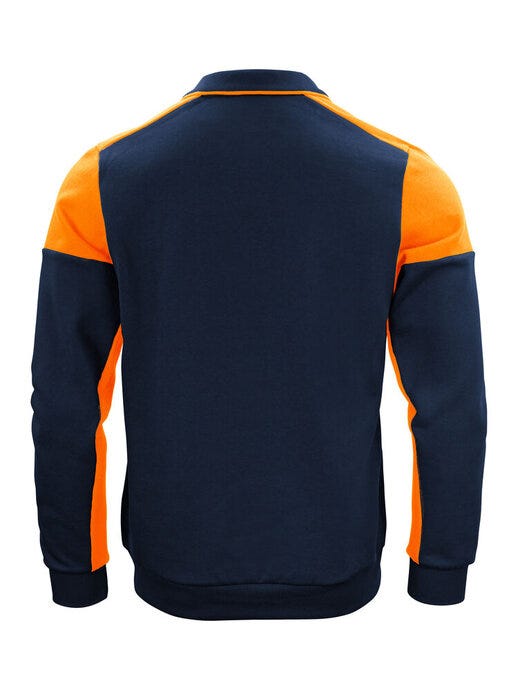 Printer Prime Long Sleeve Polosweater - Navy/Neon Orange