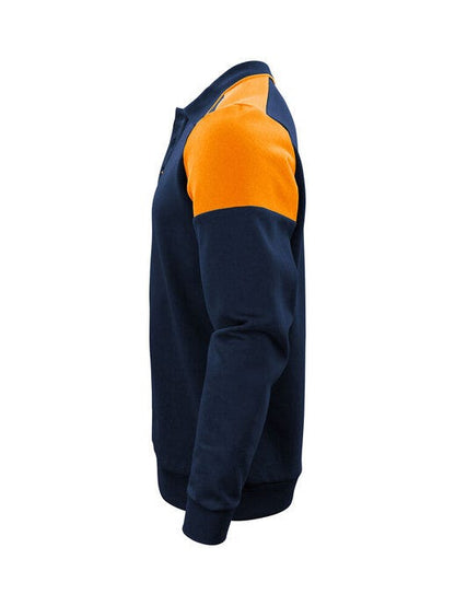 Printer Prime Long Sleeve Polosweater - Navy/Neon Orange