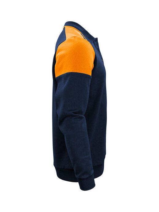 Printer Prime Long Sleeve Polosweater - Navy/Neon Orange