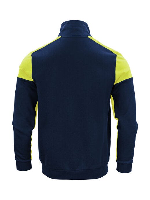 Printer Prime Full Zip Sweater - Navy/Neon Yellow