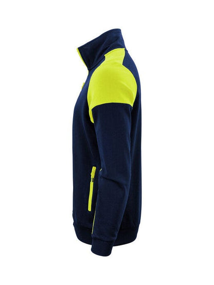Printer Prime Full Zip Sweater - Navy/Neon Yellow
