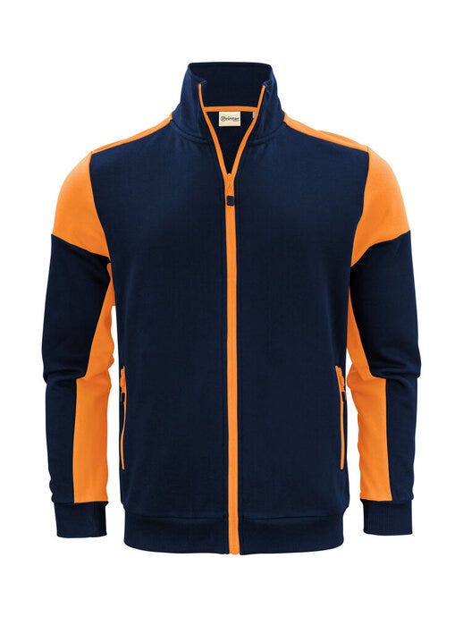 Printer Prime Full Zip Sweater - Navy/Neon Orange
