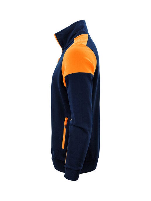 Printer Prime Full Zip Sweater - Navy/Neon Orange