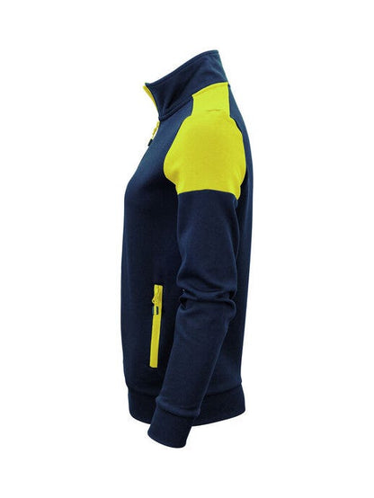 Printer Prime Ladies Full Zip Sweat - Navy/Neon Yellow