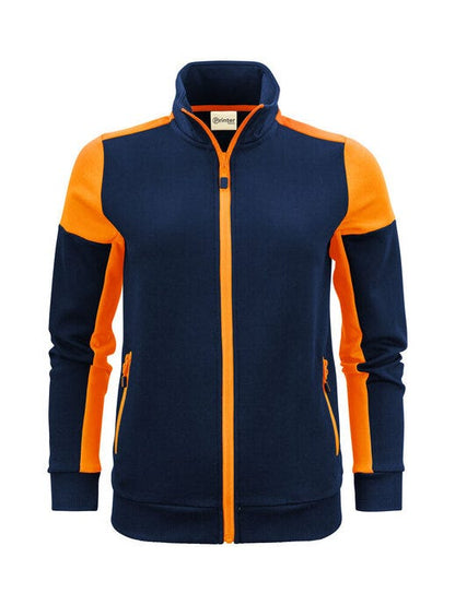 Printer Prime Ladies Full Zip Sweat - Navy/Neon Orange