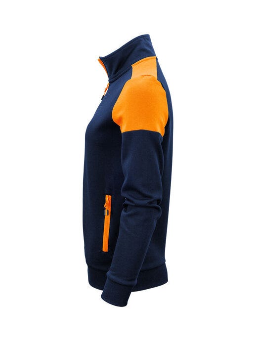 Printer Prime Ladies Full Zip Sweat - Navy/Neon Orange