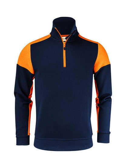 Printer Prime Half Zip Sweater - Navy/Neon Orange