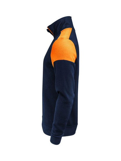 Printer Prime Half Zip Sweater - Navy/Neon Orange