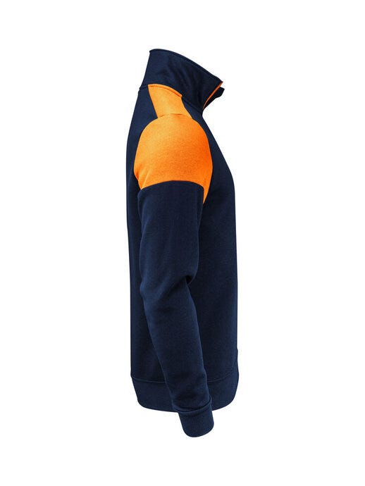 Printer Prime Half Zip Sweater - Navy/Neon Orange