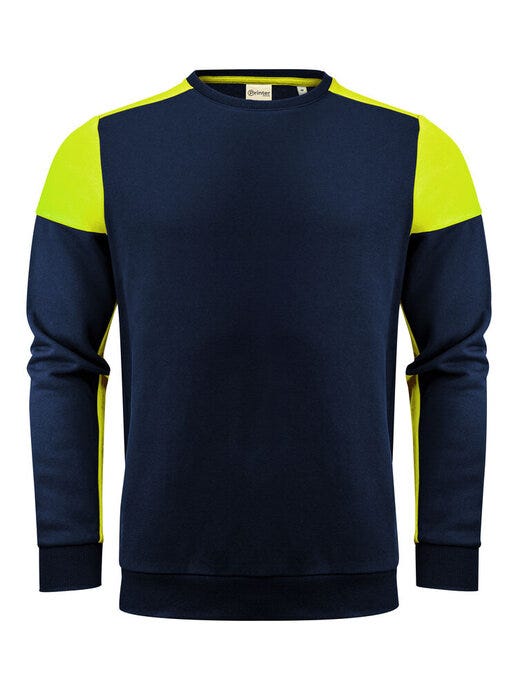 Printer Prime Crewneck - Navy/Neon Yellow