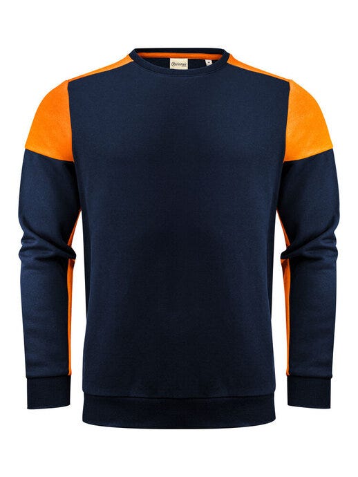 Printer Prime Crewneck - Navy/Neon Orange
