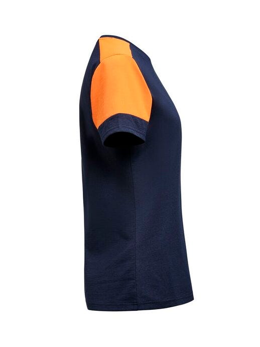 Printer Prime Ladies T-Shirt - Navy/Neon Orange