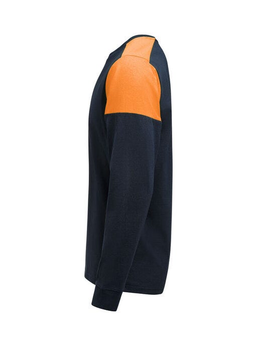 Printer Prime Long Sleeve T-Shirt - Navy/Neon Orange