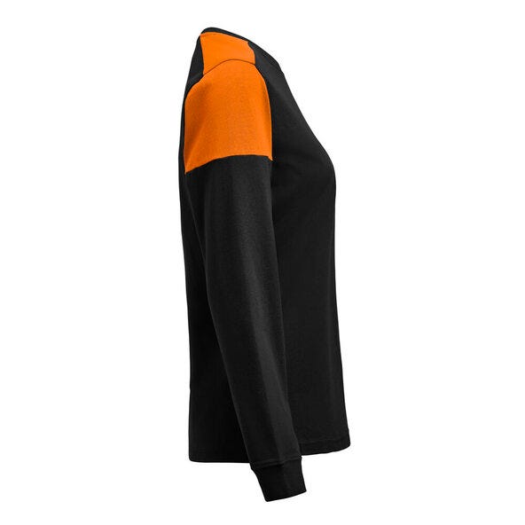 Printer Prime Ladies Long Sleeve T-Shirt - Black/Orange