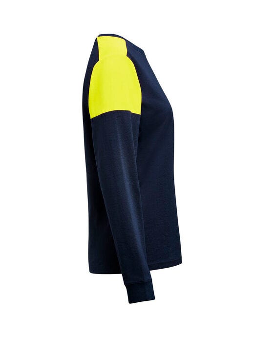 Printer Prime Ladies Long Sleeve T-Shirt - Navy/Neon Yellow