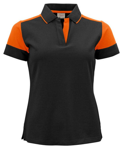 Printer Prime Ladies Polo - Black/Orange