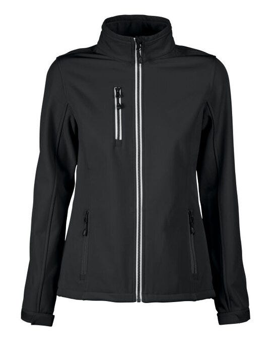 Printer Red Ladies Vert Softshell Jacket - Black