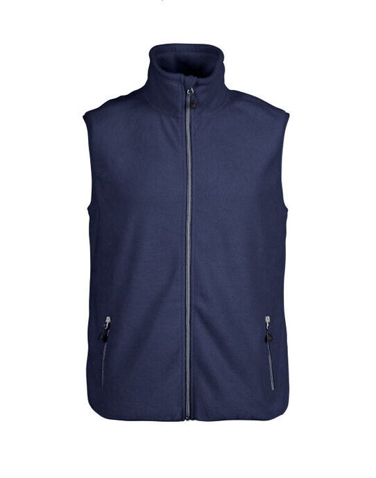 Printer Red Sideflip Fleece Vest - Navy