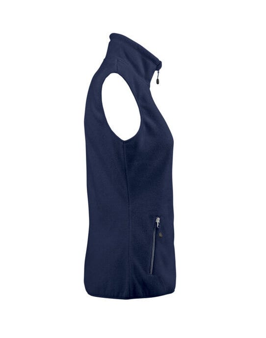 Printer Red Ladies Sideflip Fleece Vest - Navy