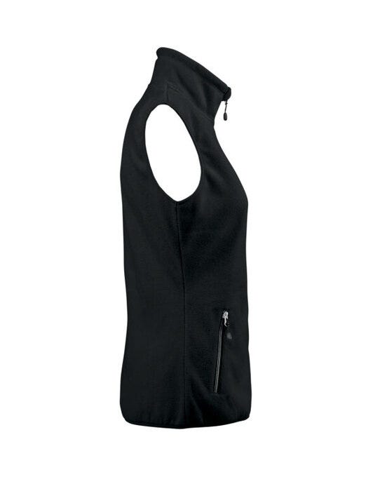 Printer Red Ladies Sideflip Fleece Vest - Black