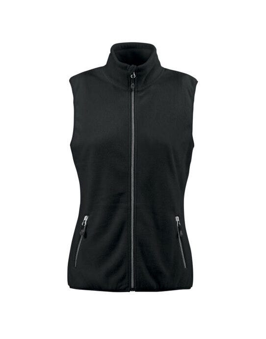 Printer Red Ladies Sideflip Fleece Vest - Black