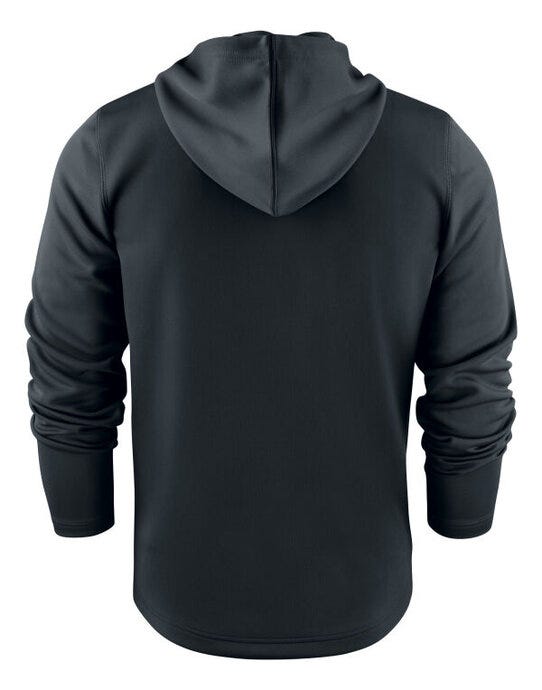 Printer Red Layback Full Zip Hoodie - Black