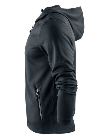 Printer Red Layback Full Zip Hoodie - Black