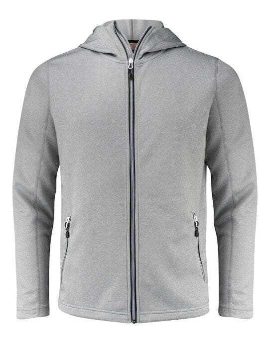 Printer Red Layback Full Zip Hoodie - Grey Melange