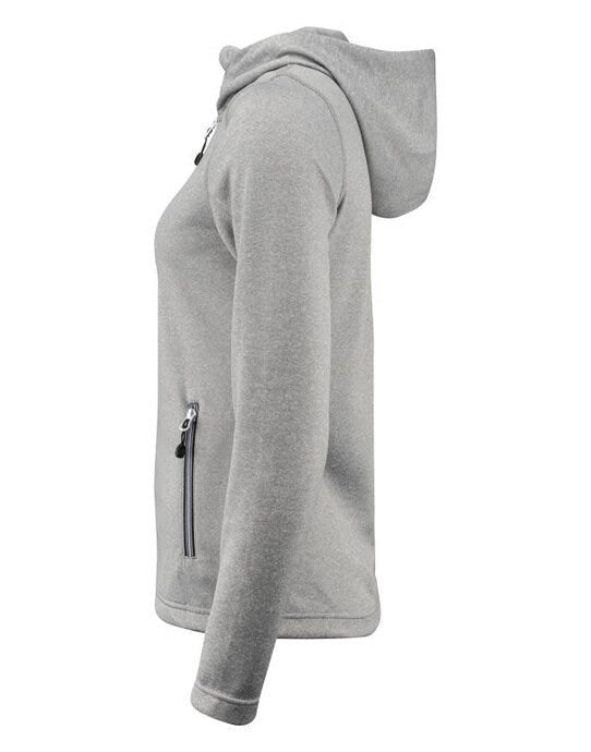 Printer Red Ladies Layback F/Z Hoodie - Grey Melange
