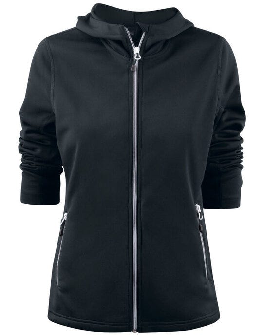 Printer Red Ladies Layback F/Z Hoodie - Black