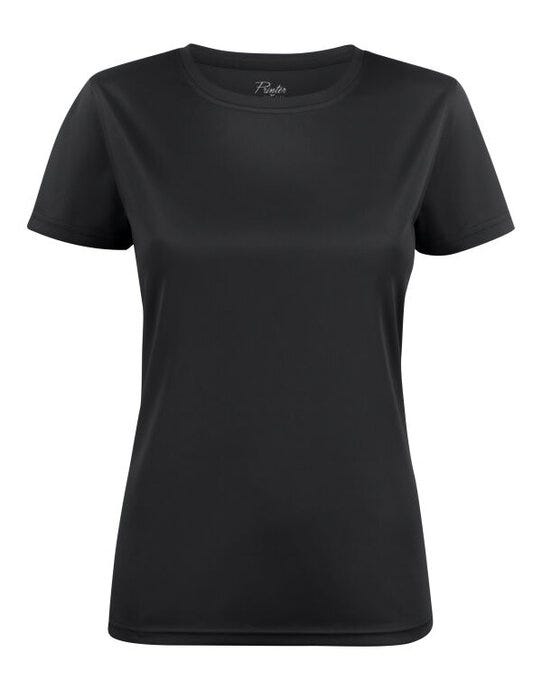 Printer Red Ladies Run T-Shirt - Black