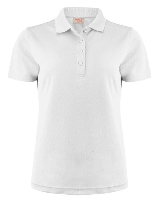Printer Red Ladies Smash Polo Shirt - White