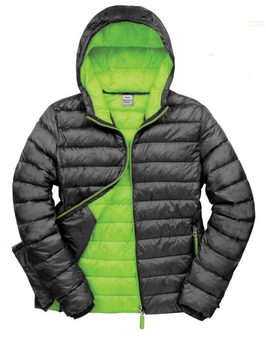 Result Urban Outdoor Wear Result Urban Mens Snowbid Hooded Jkt - Black/Lime Green